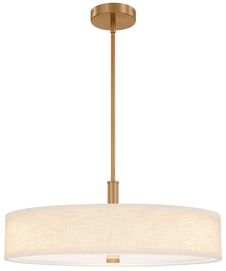 Image 2 Textile Genova 24" Wide Brushed Brass, Cream Linen LED Pendant more views