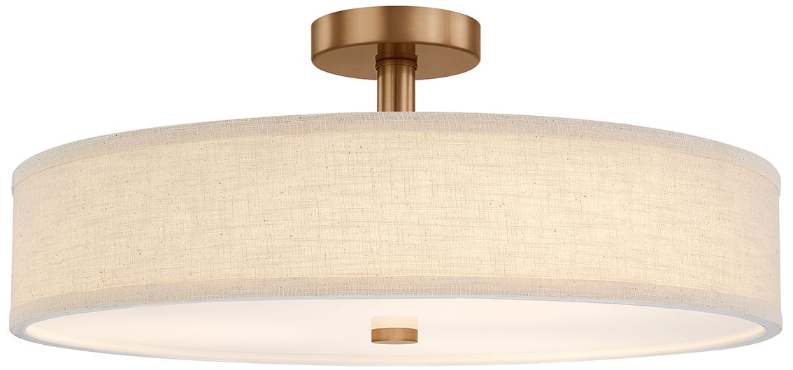 Image 2 Textile Genova 24" Wide Brushed Brass, Cream Linen LED Semi-Flush more views