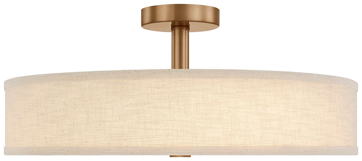 Image 3 Textile Genova 24" Wide Brushed Brass, Cream Linen LED Semi-Flush more views