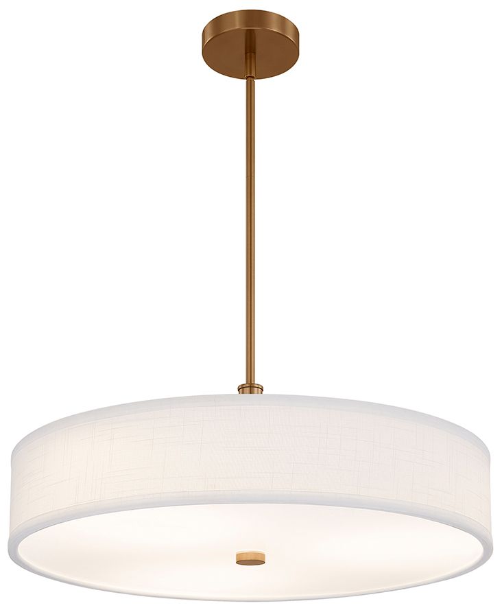 Textile Genova 24" Wide Brushed Brass, White Linen LED Pendant