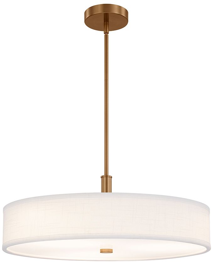 Image 2 Textile Genova 24" Wide Brushed Brass, White Linen LED Pendant more views