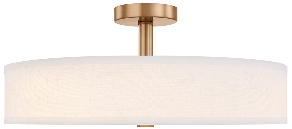 Image 3 Textile Genova 24" Wide Brushed Brass, White Linen LED Semi-Flush more views