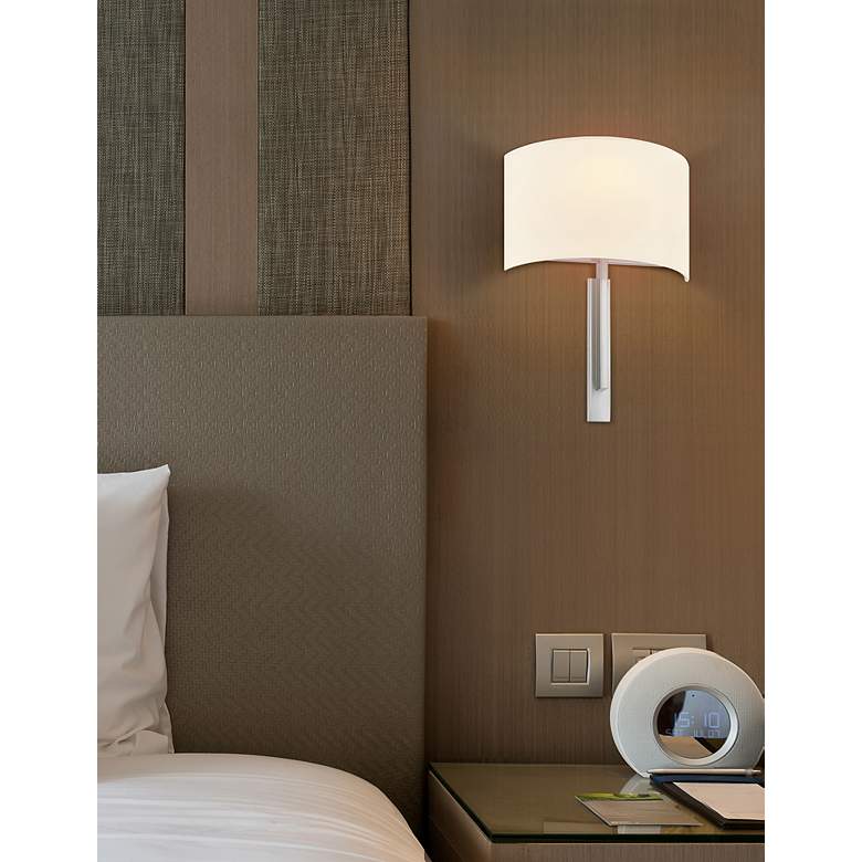 Image 7 Textile Hamilton 14" High Brushed Nickel ADA Wall Sconce more views