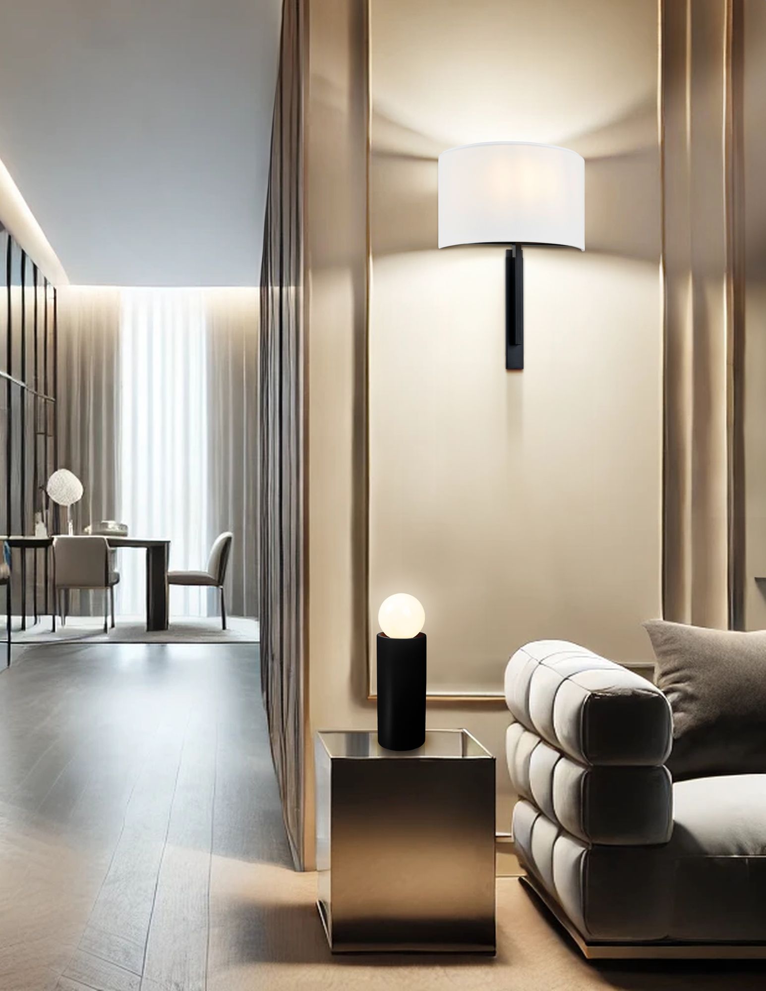 Textile Hamilton 14" High Matte Black ADA Wall Sconce in scene