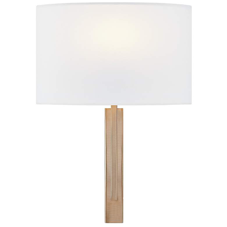 Image 3 Textile Hamilton 14"H Brushed Brass ADA Wall Sconce With White Linen S more views
