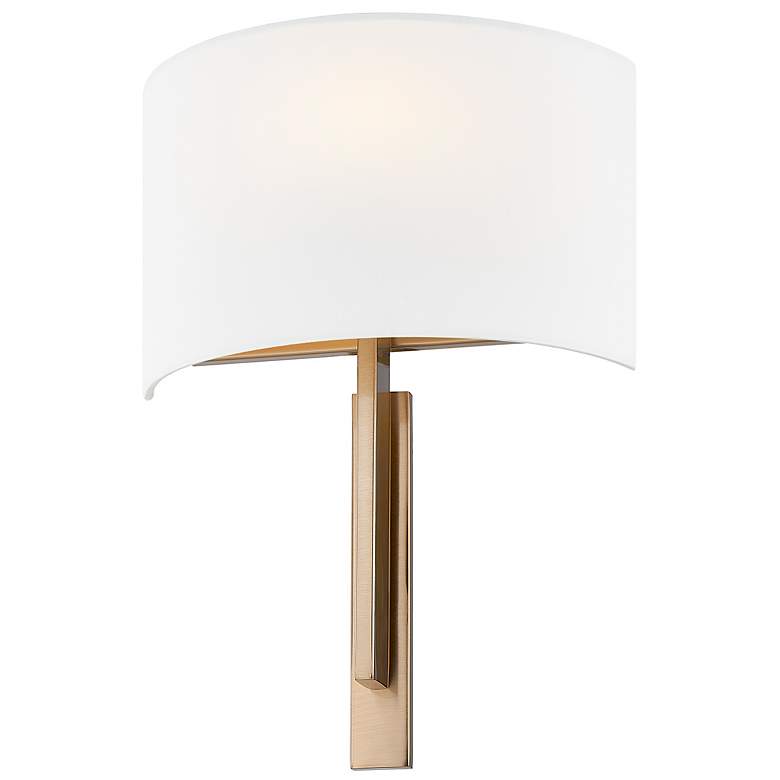 Image 4 Textile Hamilton 14"H Brushed Brass ADA Wall Sconce With White Linen S more views