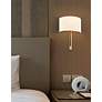 6_Textile Hamilton 14"H Brushed Brass ADA Wall Sconce With White Linen S more views