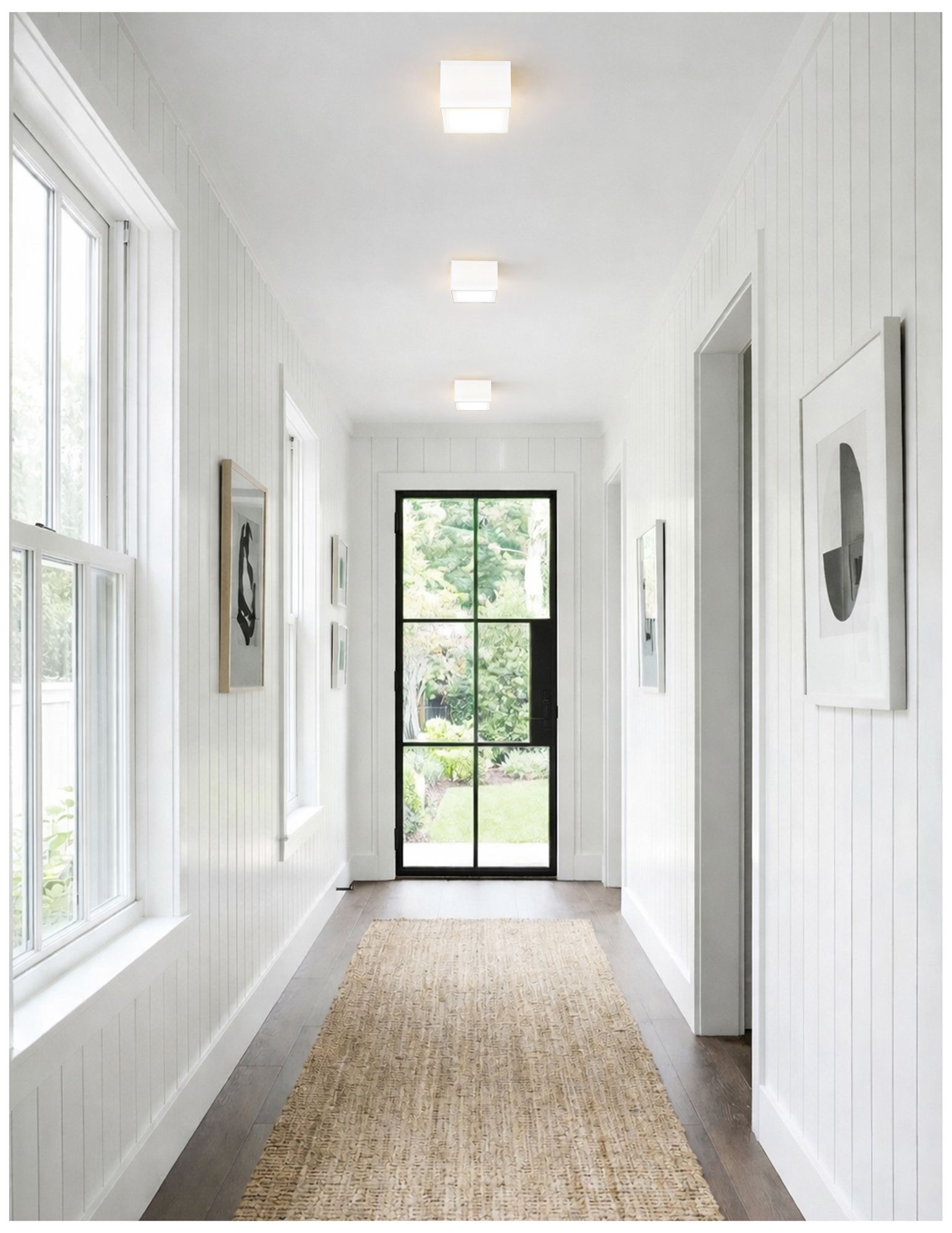 Image 4 Textile Marco 4.25" Wide White Linen LED Flush-Mount more views