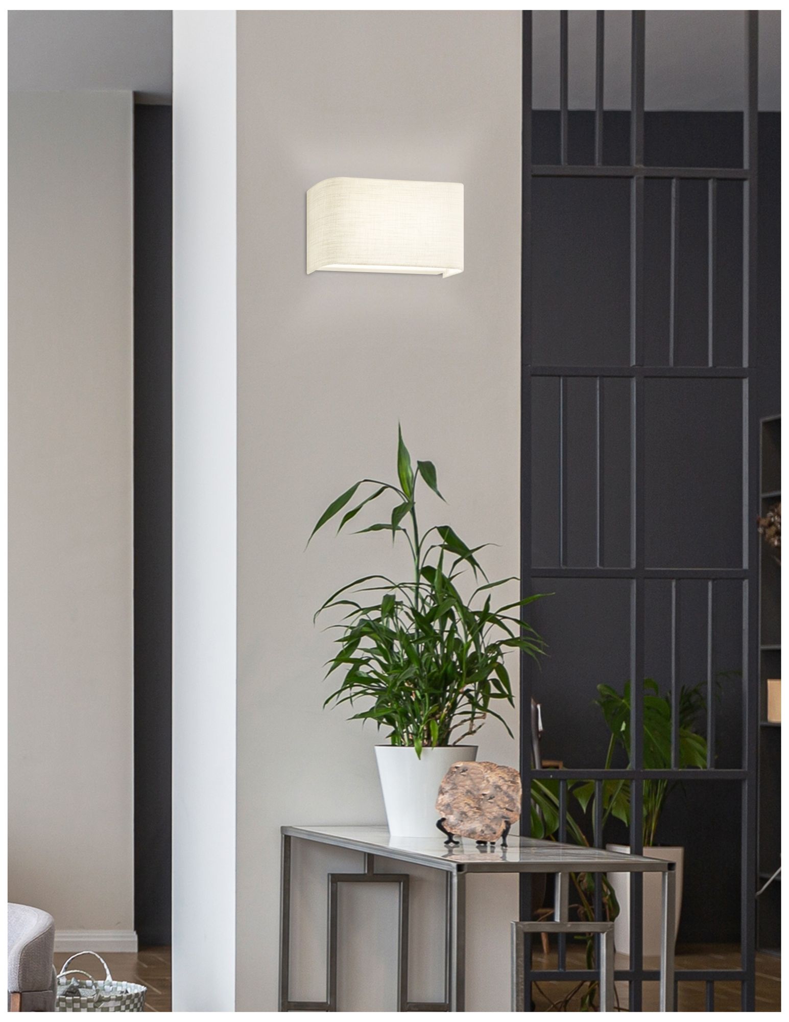 Image 3 Textile Marco 5" High Cream Linen LED Wall Sconce more views