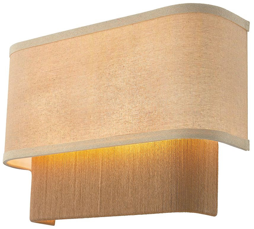 Image 2 Textile Narberth 10" High 2-Light Brushed Brass, Cream Linen Wall Sconce more views