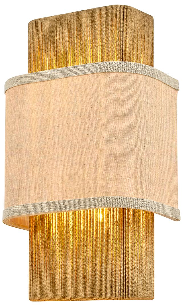 Image 2 Textile Narberth 13.5" High 2-Light Brushed Brass, Cream Linen Wall Sconce more views