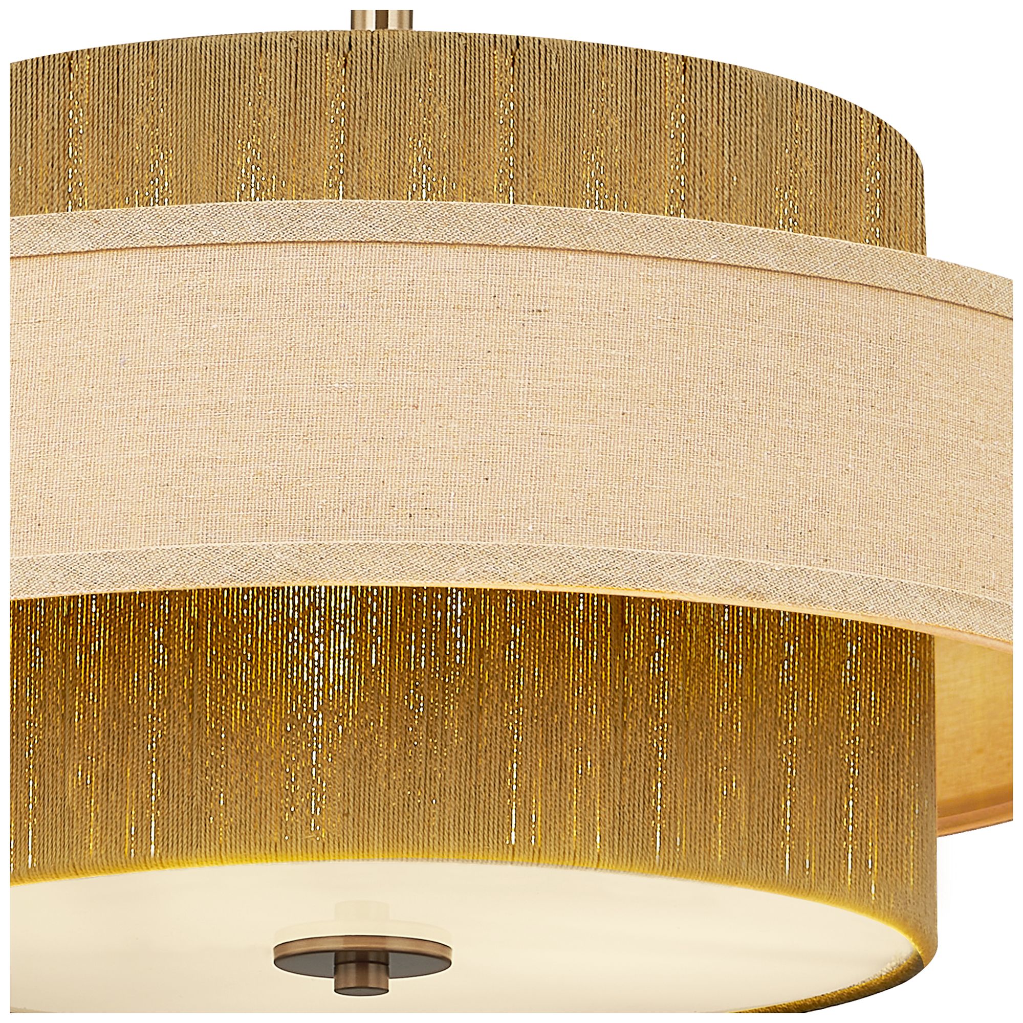 Image 2 Textile Narberth 24" Wide 5-Light Brushed Brass, Cream Linen Pendant more views