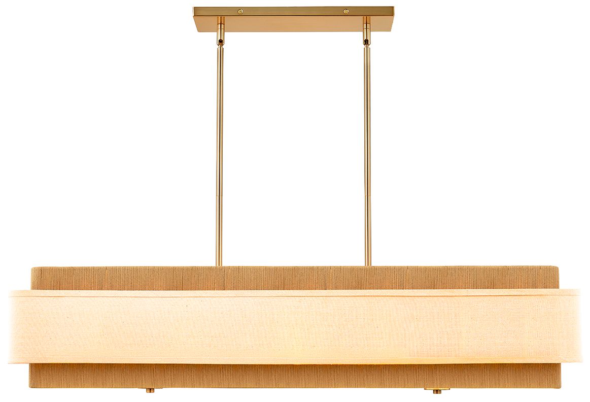 Image 2 Textile Narberth 44" Wide 5-Light Brushed Brass, Cream Linen Pendant more views