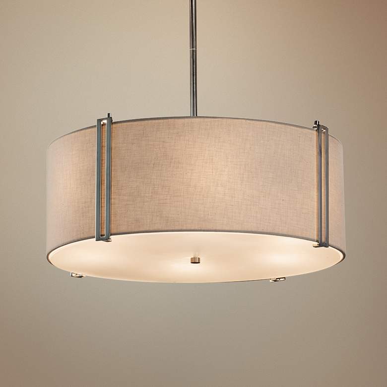 Image 1 Textile™ Reveal 24 1/2" Wide Polished Chrome Pendant