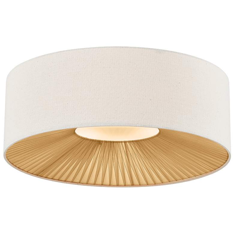 Image 1 Textile Warren 30" Wide Drum Matte Black Flush-Mount With Cream Linen