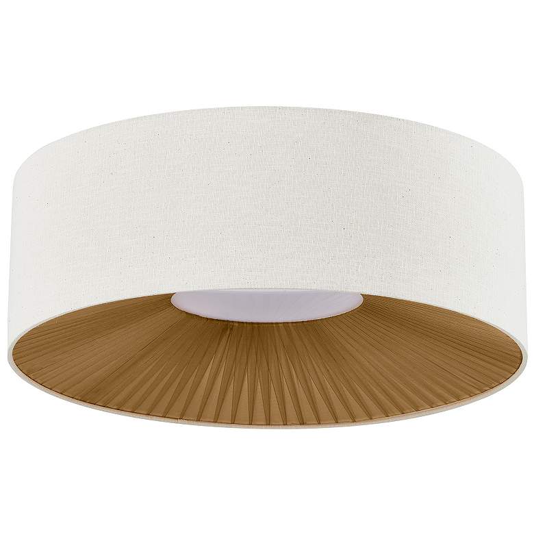 Image 3 Textile Warren 30" Wide Drum Matte Black Flush-Mount With Cream Linen more views