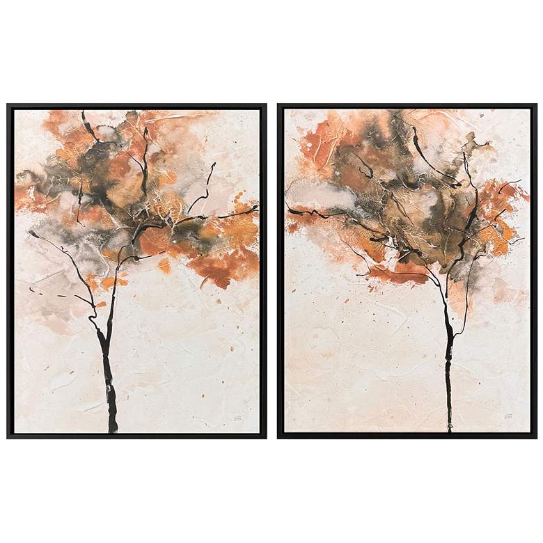 Image 1 Textural Trees 19"W x 25"H Canvas Set of 2