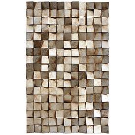 Image2 of Textured 1 48"H Metallic Rugged Wooden Blocks Metal Wall Art