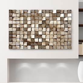 Image1 of Textured 1 48"H Metallic Rugged Wooden Blocks Metal Wall Art