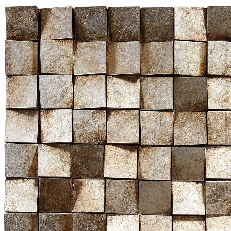 Image 3 Textured 1 48"H Metallic Rugged Wooden Blocks Metal Wall Art more views