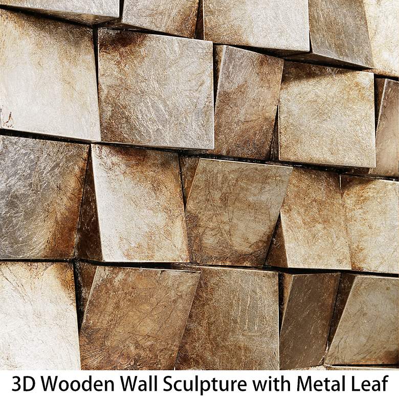 Image 4 Textured 1 48"H Metallic Rugged Wooden Blocks Metal Wall Art more views