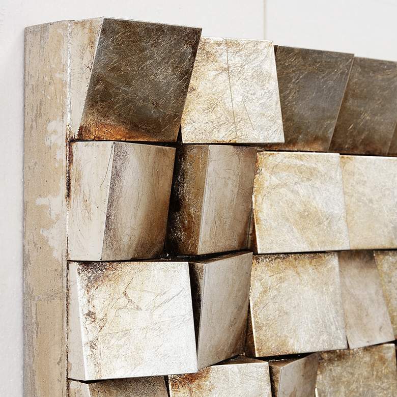Textured 1 48 inchH Metallic Rugged Wooden Blocks Metal Wall Art more views