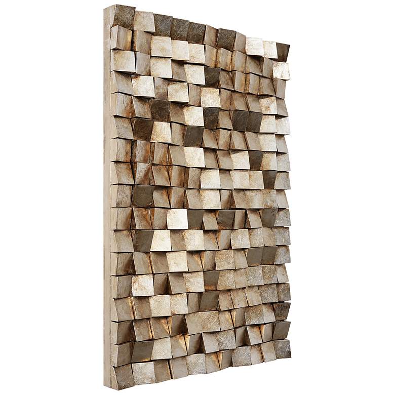 Image 6 Textured 1 48 inchH Metallic Rugged Wooden Blocks Metal Wall Art more views