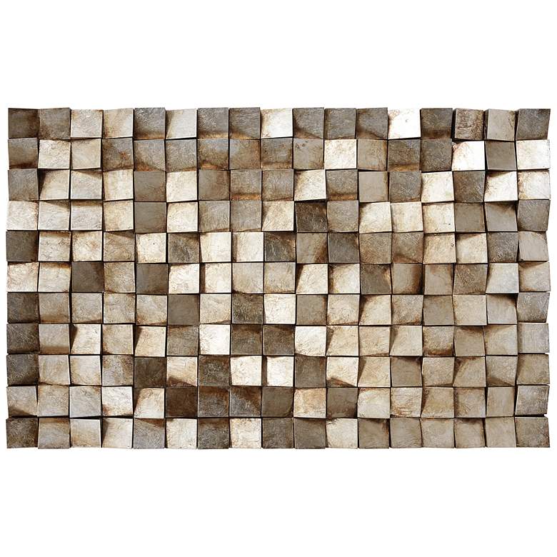 Image 7 Textured 1 48 inchH Metallic Rugged Wooden Blocks Metal Wall Art more views