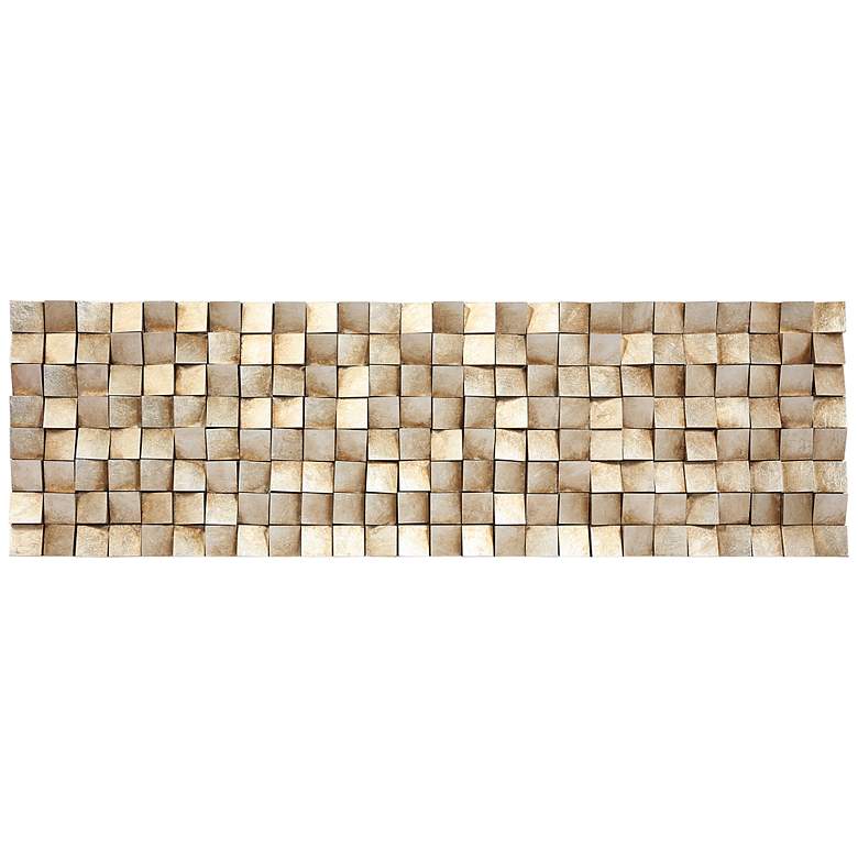 Image 2 Textured 2 72"W Metallic Rugged Wooden Blocks Metal Wall Art