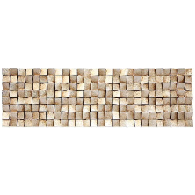 Image 2 Textured 2 72 inchW Metallic Rugged Wooden Blocks Metal Wall Art