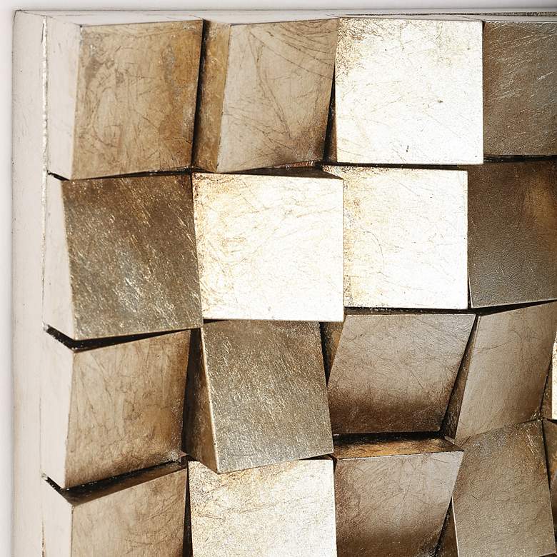 Image 5 Textured 2 72 inchW Metallic Rugged Wooden Blocks Metal Wall Art more views