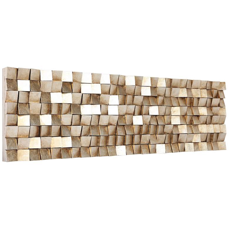 Image 6 Textured 2 72"W Metallic Rugged Wooden Blocks Metal Wall Art more views