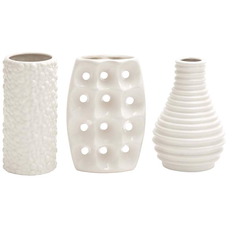 Image 2 Textured Alabaster White Ceramic Decorative Vases Set of 3