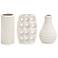 Textured Alabaster White Ceramic Decorative Vases Set of 3