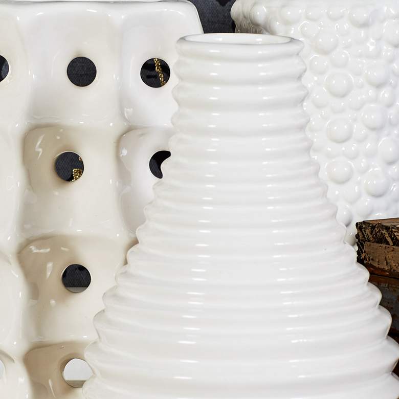 Image 3 Textured Alabaster White Ceramic Decorative Vases Set of 3 more views