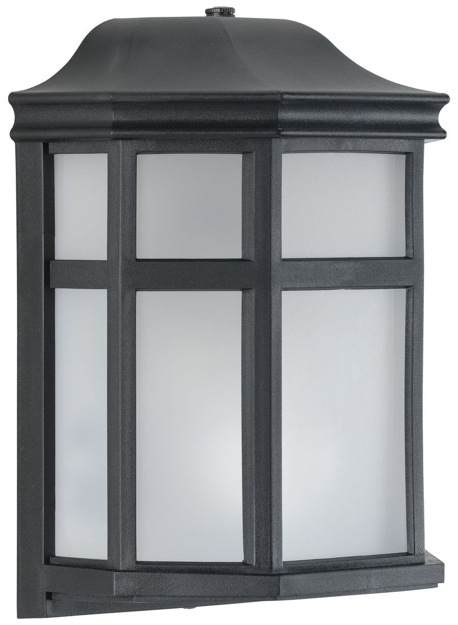 Image 2 Textured Black Frosted Shade Traditional Outdoor Wall Lantern Light more views