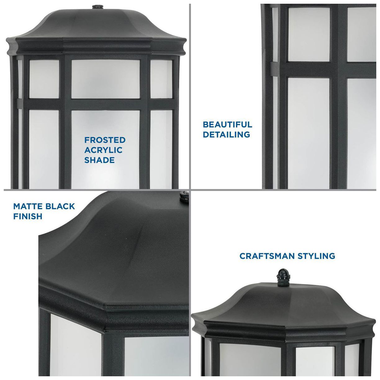 Image 5 Textured Black Frosted Shade Traditional Outdoor Wall Lantern Light more views