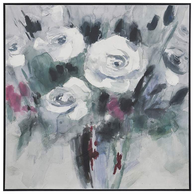 Image 1 Textured Bouquet 40"H x 40"W Black Frame Hand Painted Floral Wall