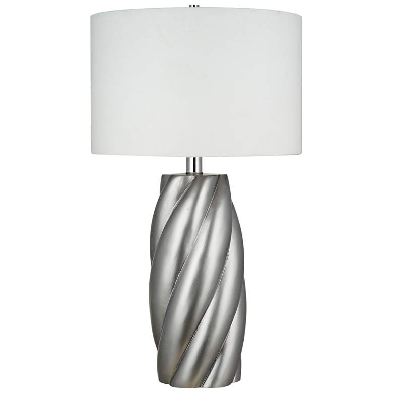 Image 1 Textured Chrome Silver Swirled LED Table Lamp