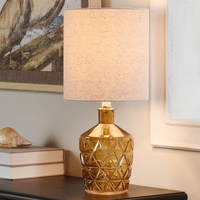 Image 1 Textured Glass Accent Lamp with an open bottom design