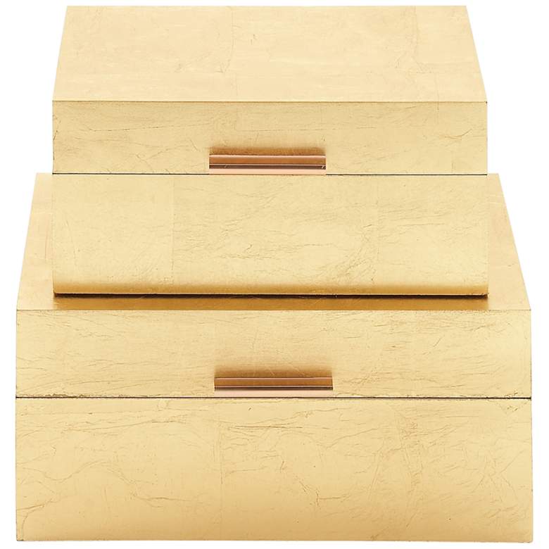 Image 2 Textured Gold Rectangular Decorative Boxes Set of 2