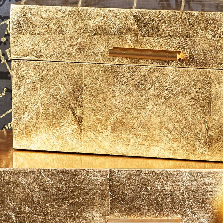 Image 3 Textured Gold Rectangular Decorative Boxes Set of 2 more views