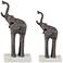 Textured Gray and Bronze Elephant Statues Set of 2