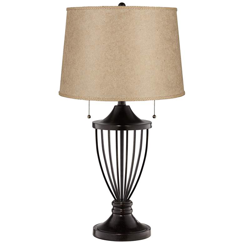 Image 1 Textured Paper Bronze Urn Table Lamp