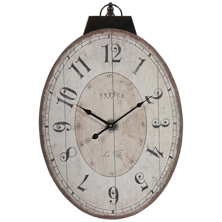 Image 1 Thaddeus Antique White 17 3/4" x 29" Oval Wall Clock