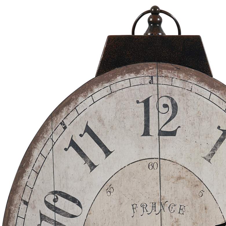 Image 2 Thaddeus Antique White 17 3/4" x 29" Oval Wall Clock more views