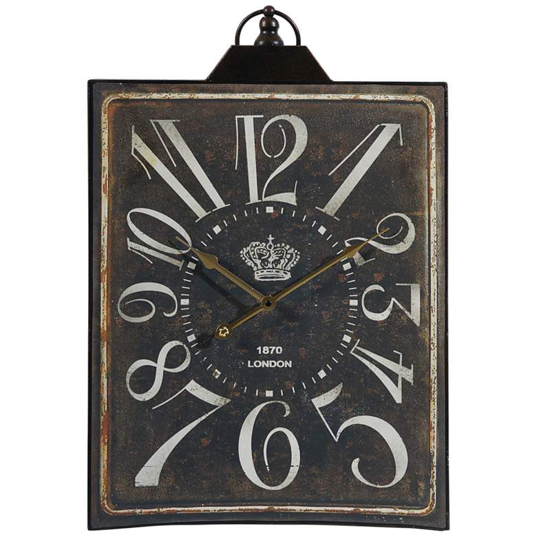 Image 1 Thaddeus Black 15 3/4 inch x 25 1/2 inch Rectangular Wall Clock