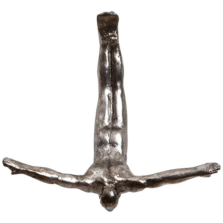 Image 1 Thai Silver Leaf Iron 10 1/4 inchW Metal Wall Diver Sculpture
