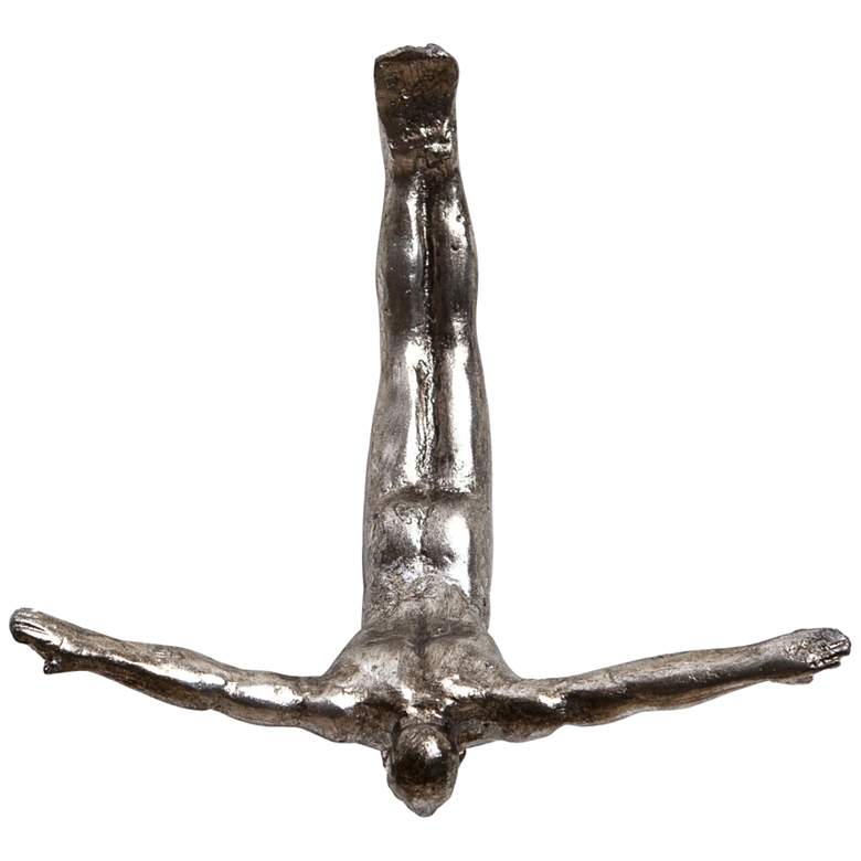 Image 1 Thai Silver Leaf Iron 10 1/4"W Metal Wall Diver Sculpture