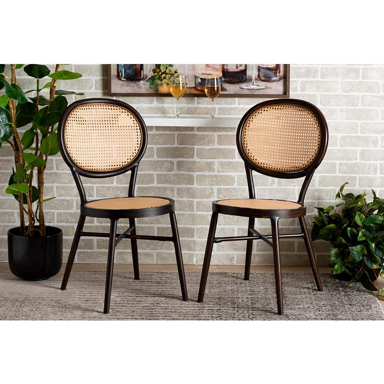 Image 6 Thalia Dark Brown Beige Outdoor Dining Chairs Set of 2 more views